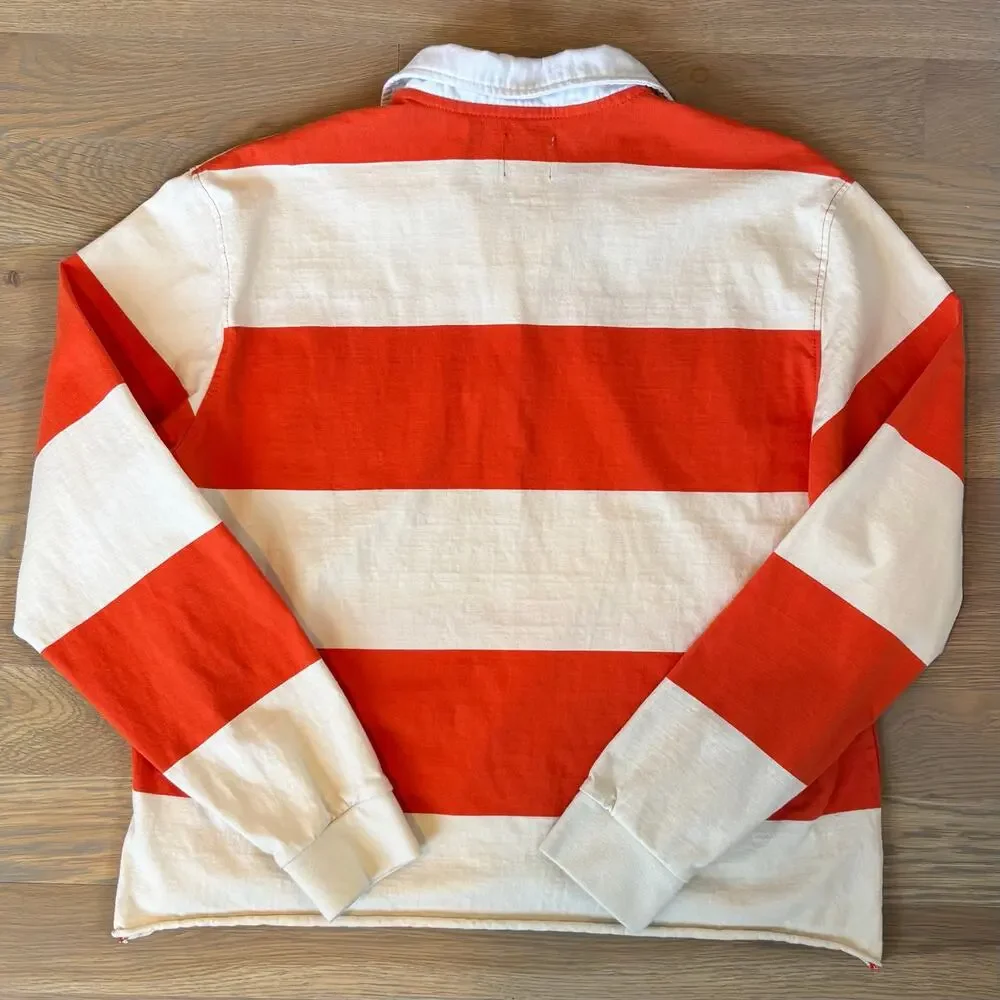 Urban Outfitters BDG Classic Cutoff Rugby Shirt Wide Stripe Orange Mens Large - Picture 7 of 11